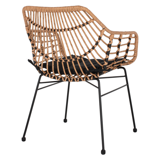 WICKER ΠΟΛΥΘΡΟΝΑ ME ΜΑΥΡΟ ΜΕΤΑΛΛΟ RATTAN ΜΠΕΖ & ΜΑΞΙΛΑΡΙ HM5864.01 58.5X60.5X80CM