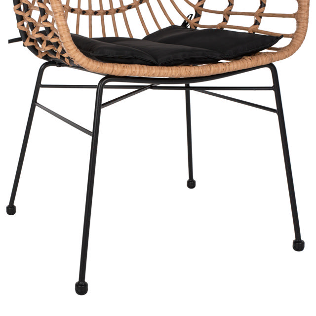 WICKER ΠΟΛΥΘΡΟΝΑ ME ΜΑΥΡΟ ΜΕΤΑΛΛΟ RATTAN ΜΠΕΖ & ΜΑΞΙΛΑΡΙ HM5864.01 58.5X60.5X80CM