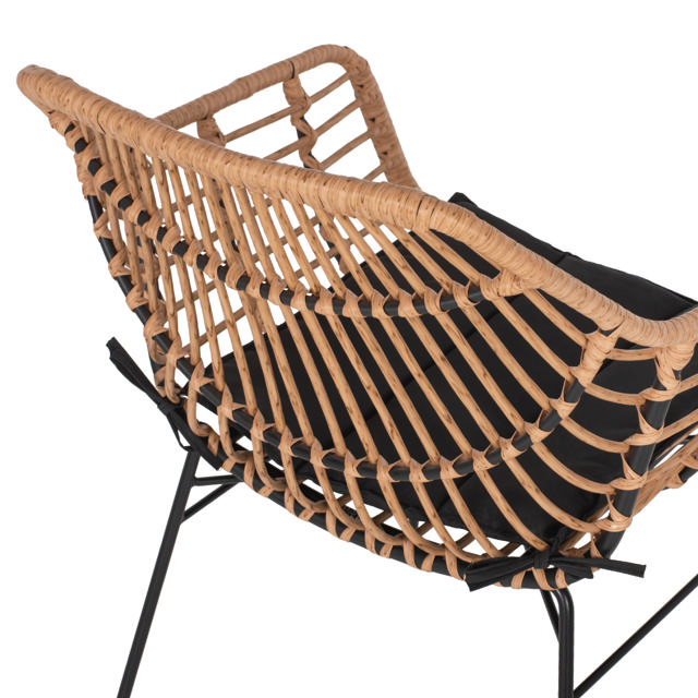 WICKER ΠΟΛΥΘΡΟΝΑ ME ΜΑΥΡΟ ΜΕΤΑΛΛΟ RATTAN ΜΠΕΖ & ΜΑΞΙΛΑΡΙ HM5864.01 58.5X60.5X80CM