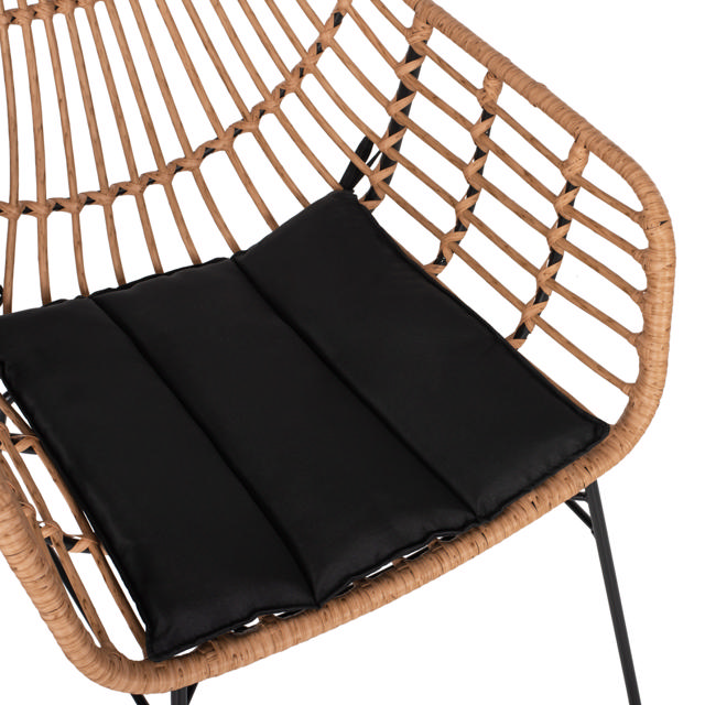 WICKER ΠΟΛΥΘΡΟΝΑ ME ΜΑΥΡΟ ΜΕΤΑΛΛΟ RATTAN ΜΠΕΖ & ΜΑΞΙΛΑΡΙ HM5864.01 58.5X60.5X80CM