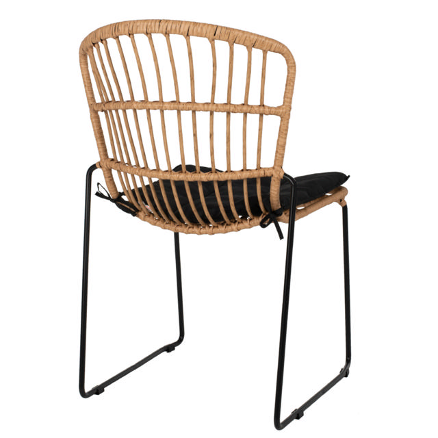 WICKER ΚΑΡΕΚΛΑ ΜΕΤΑΛΛΙΚΗ ΜΑΥΡΗ HM5866.01 ΜΑΥΡΟ ΜΑΞΙΛΑΡΙ & RATTAN ΦΥΣΙΚΟ 51.5X58X86YCM