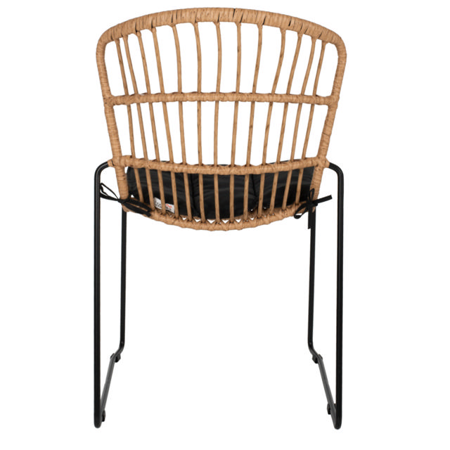 WICKER CHAIR PROFESSIONAL METAL FB95866.01 BLACK CUSHION BLACK RATTAN NATURAL 51.5x58x86Hcm.