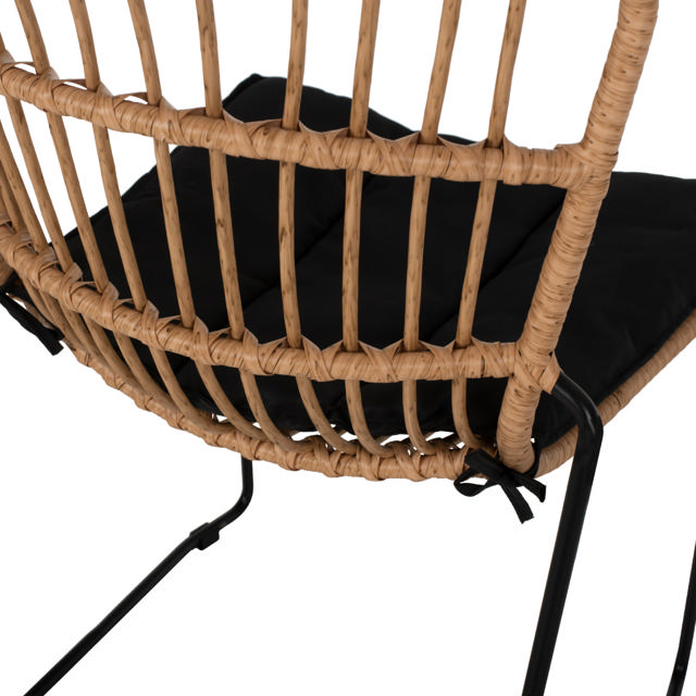 WICKER CHAIR PROFESSIONAL METAL FB95866.01 BLACK CUSHION BLACK RATTAN NATURAL 51.5x58x86Hcm.