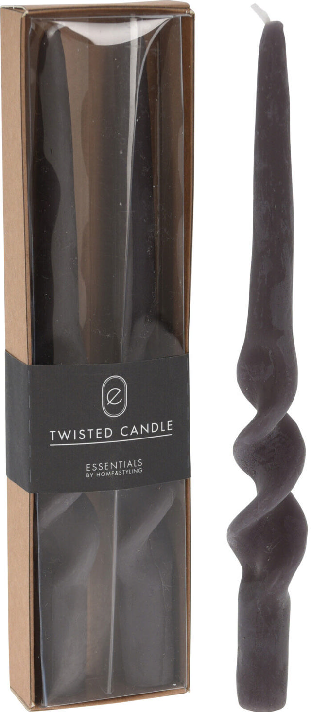 CANDLE TWISTED ANTRACITE 25XH230MMM 2PCS