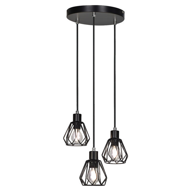 SUNLIGHT 3xE14 (MAX. 3x40W) PENDANT LIGHT METAL BLACK Ø220XH1147MM