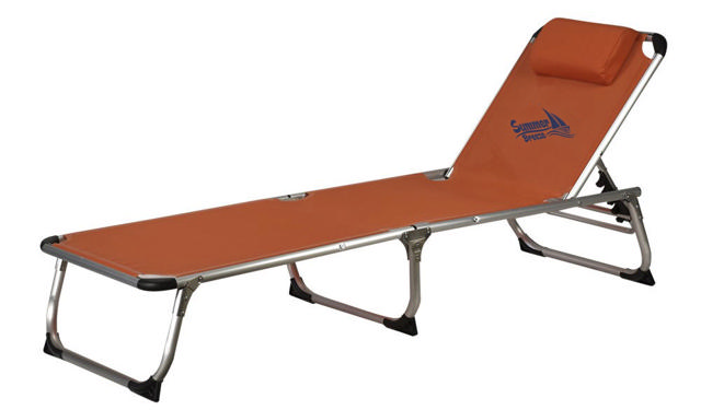 FOLDING LOUNGBED ALUMINIUM ORANGE WITH CUSHION 188X58X30.5CM