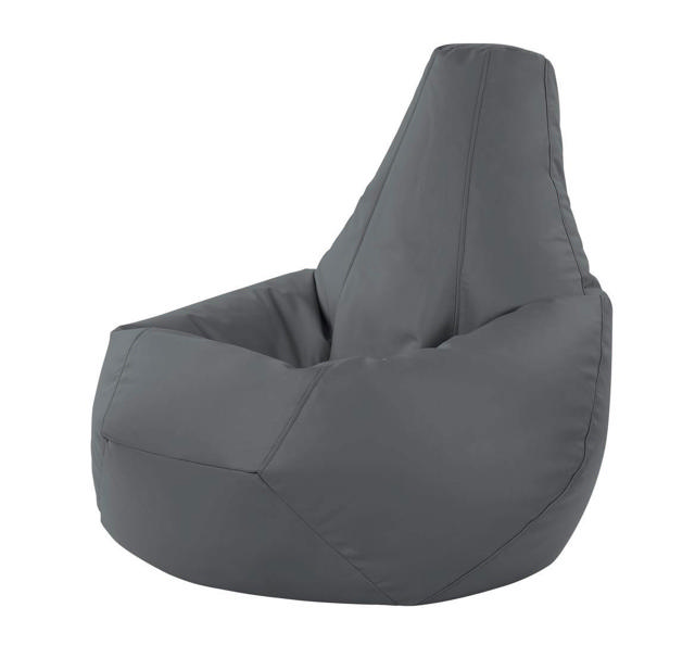 LEATHERETTE POUF DARK GREY