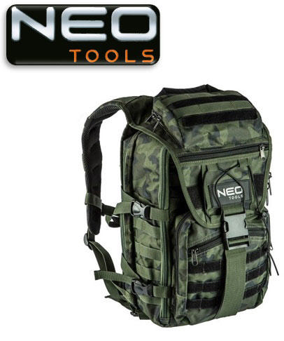 NEO CAMO BACKPACK 4 INSIDE AND 18 OUTSIDE POCKETS