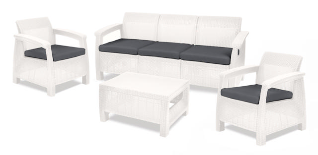 KETER CORFU 3SEAT SOFA SET 4PCS- WHITE