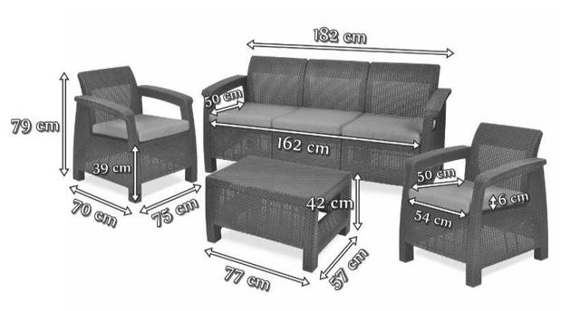 KETER CORFU 3SEAT SOFA SET 4PCS- WHITE