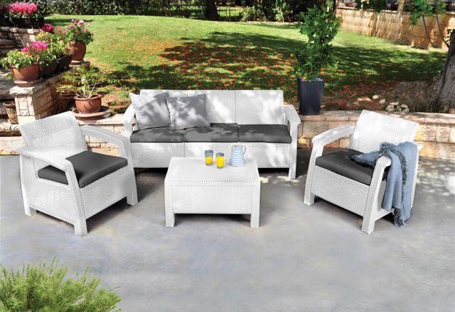 KETER CORFU 3SEAT SOFA SET 4PCS- WHITE