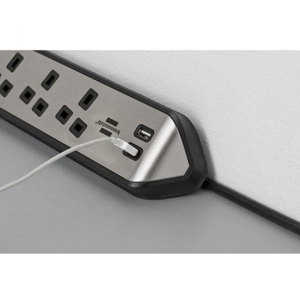 BRENNENSTUHL CORNER EXTENSION LEAD 3 WAY-2 USB BLACK