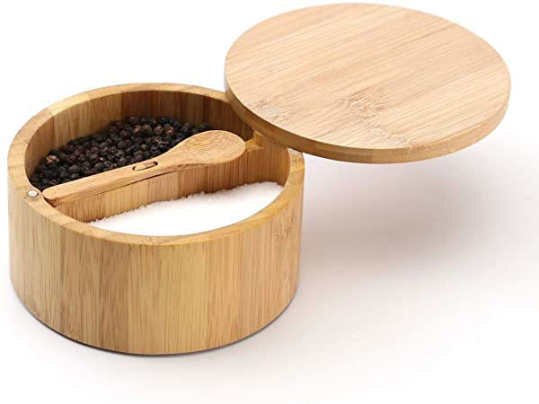 5FIVE SPICE BOX 2 DIVISIONS + SPOON BAMBOO