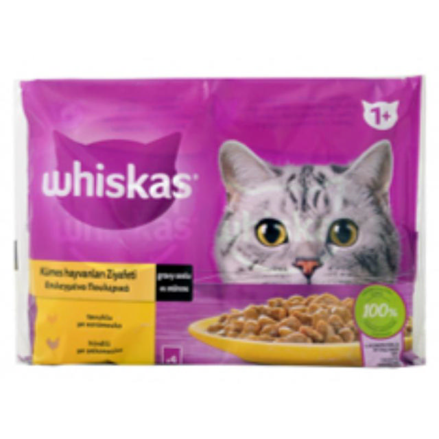 WHISKAS POUCH WET CAT FOOD POULTRY SELECTION 4X85G