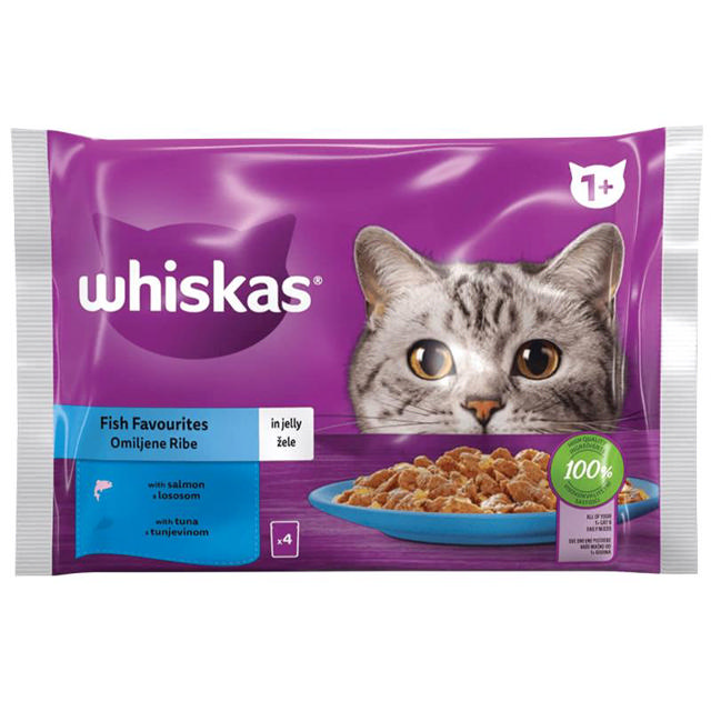 WHISKAS POUCH WET CAT FOOD FISH 4X85G