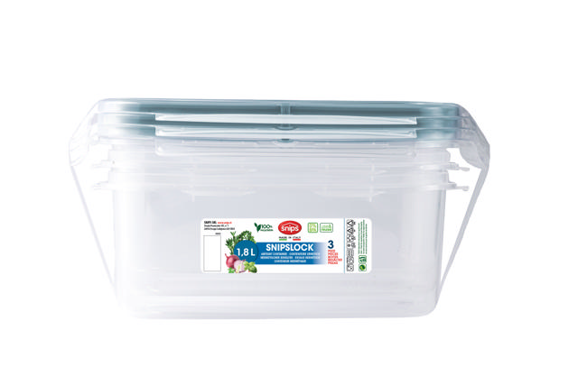 SNIPS SNIPSLOCK CONTAINERS RECTANGULAR 1.8L 3PCS