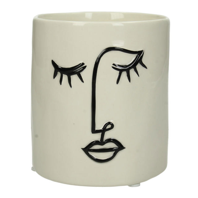 KERSTEN PLANTER FACE WHITE 11.5X11.5CM