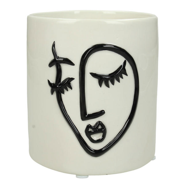 KERSTEN PLANTER FACE WHITE 11.5X11.5CM