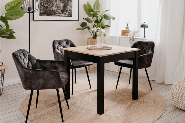 FINORI COBURG EXTENDABLE TABLE BLACK/OAK 80-120CM