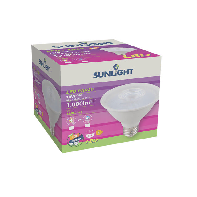 SUNLIGHT LED 10W PAR30 ΣΠΟΤ ΛΑΜΠΤΗΡΑΣ E27 1000LM 3000K 25° CLEAR