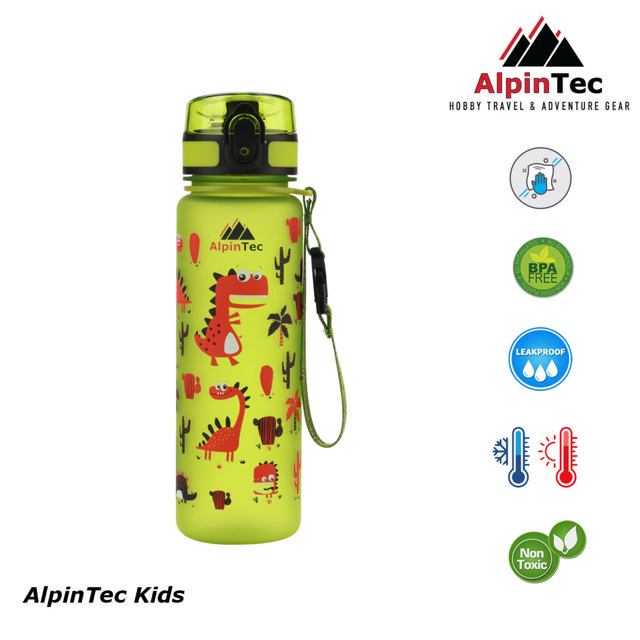 ALPIN TEC KIDS BOTTLE DINOSAUR GREEN 500ML