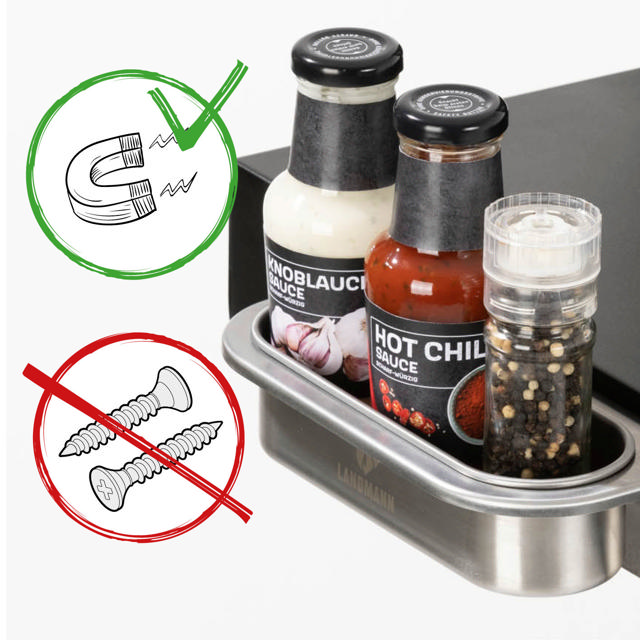 LANDMANN STAINLESS STEEL BASE SAUCE HOLDER WITH MAGNET INOX