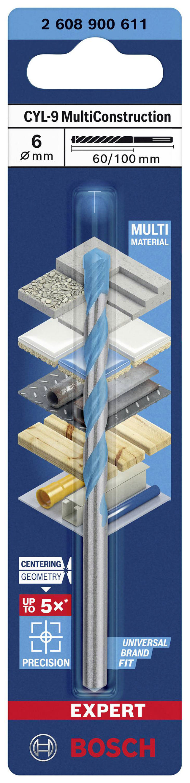 BOSCH CYL-9 MULTI-CONSTRUCTIOΝ DRILL BIT 6X60X100MM