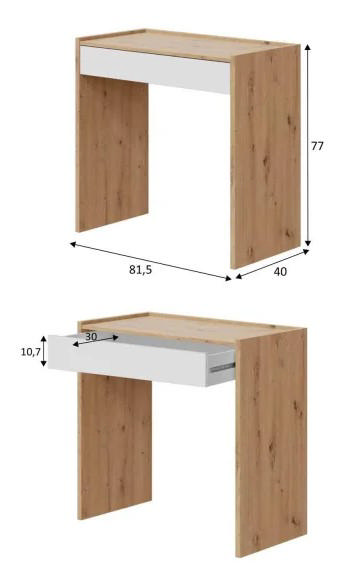 FORES NOA DESK 77X82X40CM OAK/WHITE 