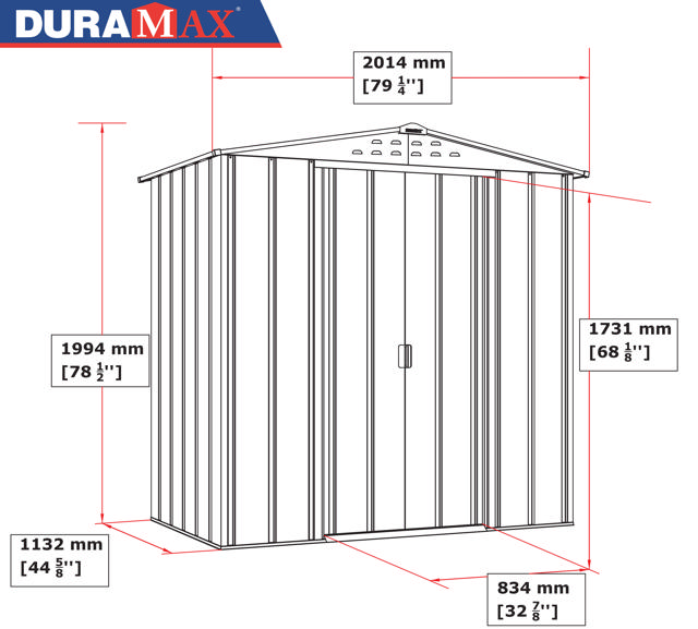 DURAMAX METAL TOP SHED 6X4FT ANTHRACITE