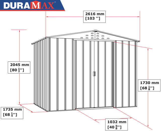 DURAMAX METAL TOP SHED 8X6FT ANTHRACITE