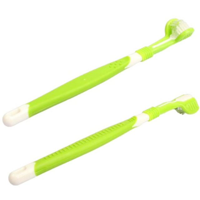 PETSTAR PET TOOTHBRUSH WITH 3-SIDED HEAD 2 PIECES - ASSORTED COLORS