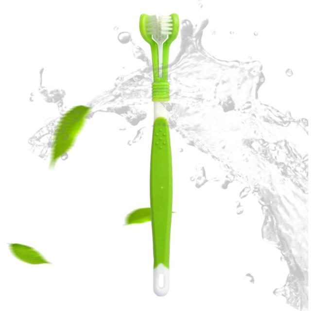 PETSTAR PET TOOTHBRUSH WITH 3-SIDED HEAD 2 PIECES - ASSORTED COLORS