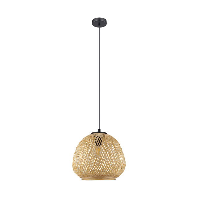 EGLO 'DEMBLEBY' 1xE27 (MAX.40W) PENDANT LIGHT WOOD NATURAL Ø320XH1100MM