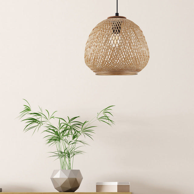 EGLO 'DEMBLEBY' 1xE27 (MAX.40W) PENDANT LIGHT WOOD NATURAL Ø320XH1100MM