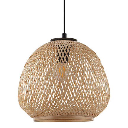 EGLO 'DEMBLEBY' 1xE27 (MAX.40W) PENDANT LIGHT WOOD NATURAL Ø320XH1100MM