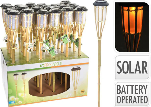 SOLAR LAMP NATURAL BAMBOO 65CM