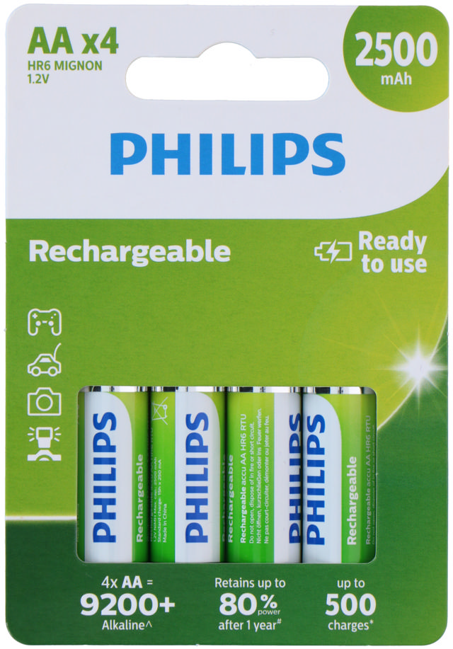 PHILIPS BATTERY RTU AA 4PCS NiMH 2500MA