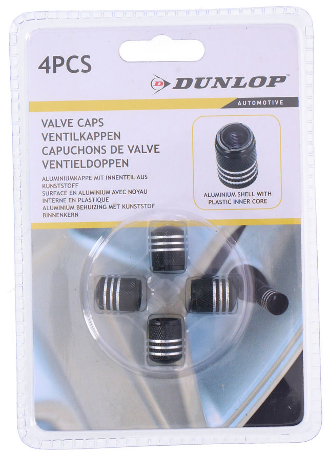 DUNLOP VALVE CUPS 4PCS ALUMINIUM