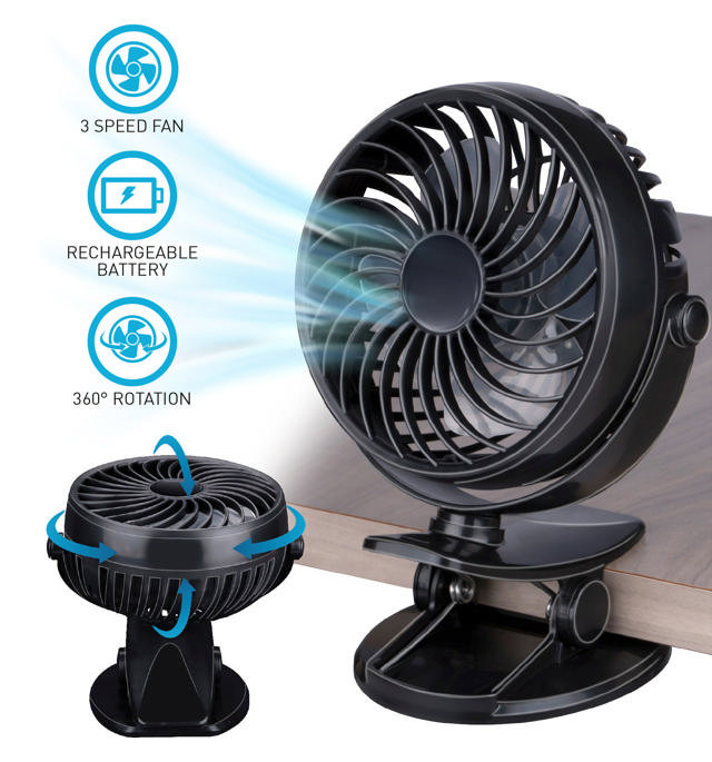 LIFETIME AIR PORTABLE USB FAN WITH CLIP 1200MAH 18X16X10CM