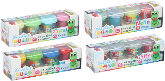 CREATIVE KIDS DOUGH SET 4 55GR 5 ASSORTED COLORS