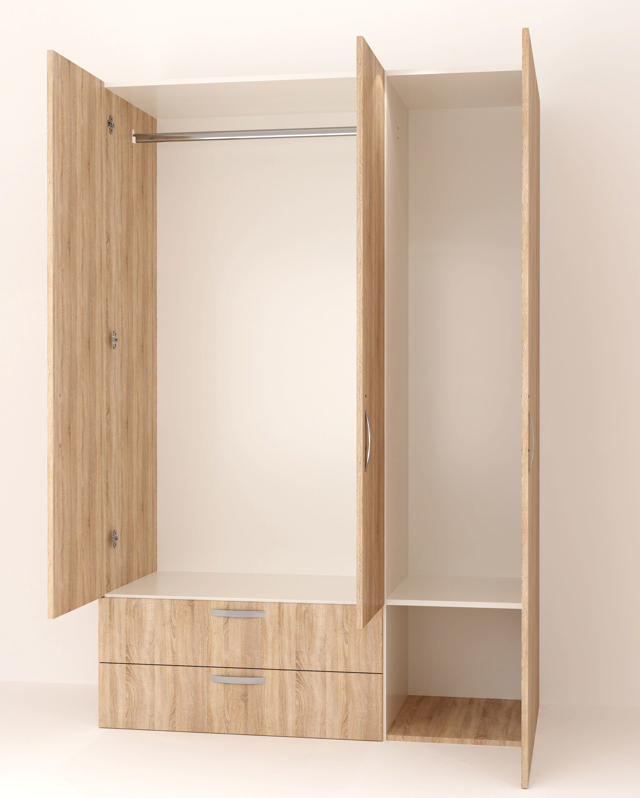 WARDROBE 3 DOORS & 2 DRAWERS 80X52X180CM SONOMA OAK