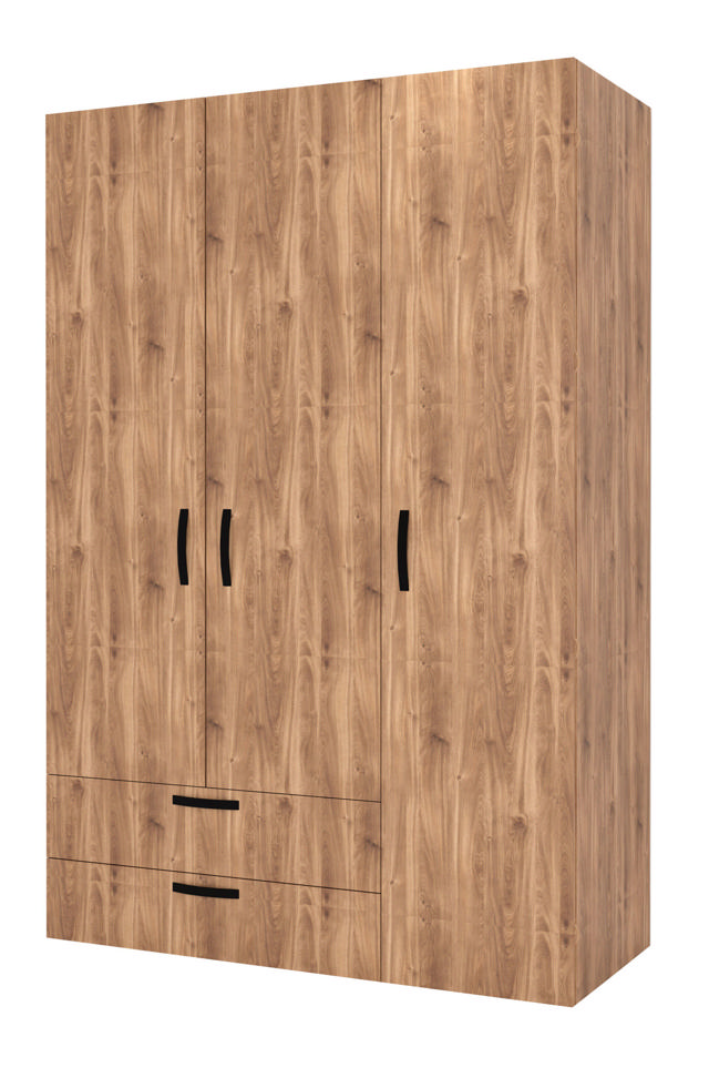 WARDROBE 3 DOORS & 2 DRAWERS 80X52X180CM BRANDY OAK