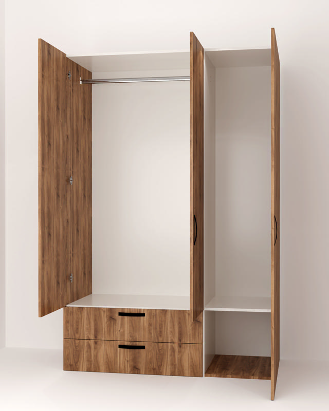 WARDROBE 3 DOORS & 2 DRAWERS 80X52X180CM BRANDY OAK