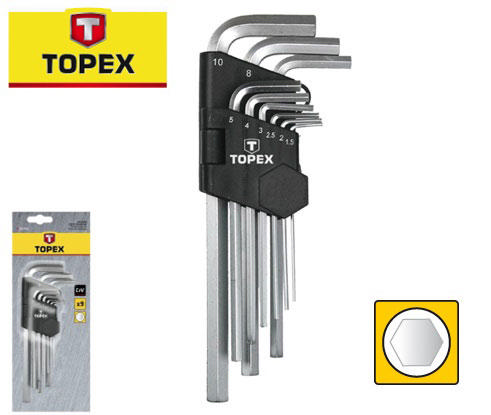 TOPEX 9PCS ALLEN KEY LONG CrV 1.5-10MM