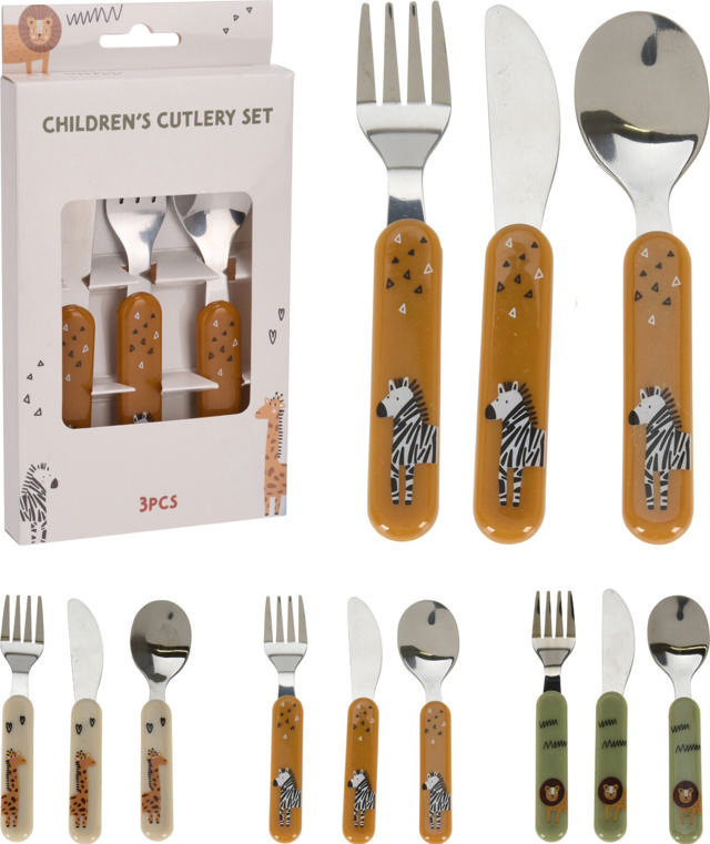 CUTTLERY CHILDREN SET 3PCS 3 ΔΙΑΦΟΡΕΤΙΚΑ ΣΧΕΔΙΑ