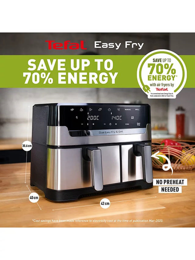 TEFAL EY905D EASY FRY ΦΡΙΤΕΖΑ ΑΕΡΟΣ & ΓΚΡΙΛΙΕΡΑ 8.3L ΜΕ ΔΥΟ ΚΑΔΟΥΣ 5.2L+3.1L 1800W