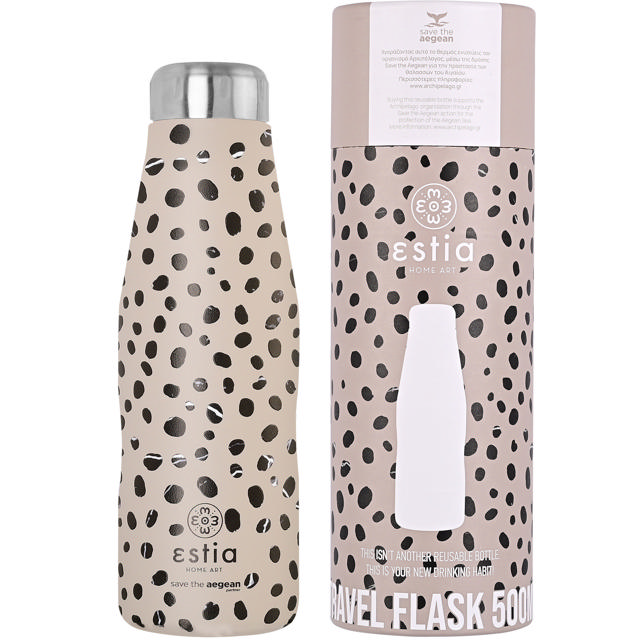 ESTIA 01-16630 ΘΕΡΜΟΣ TRAVEL FLASK SAVE THE AEGEAN 500ML LEOPARD TAUPE