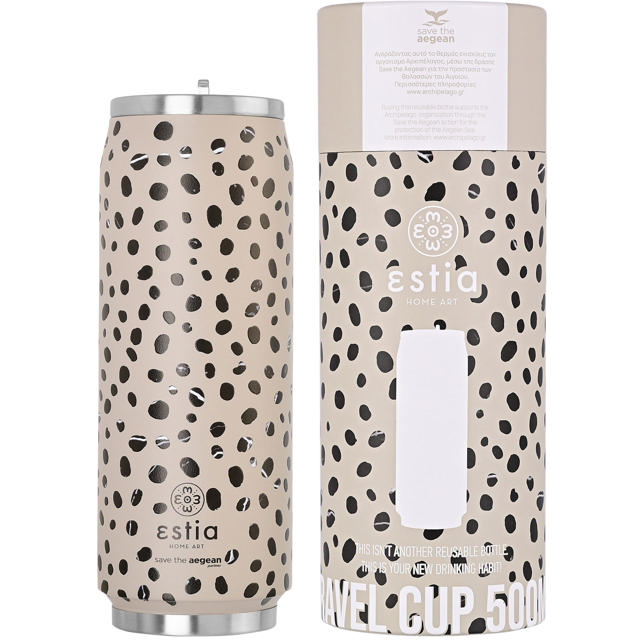 ESTIA 01-16777 ΘΕΡΜΟΣ TRAVEL CUP SAVE THE AEGEAN 500ML LEOPARD TAUPE