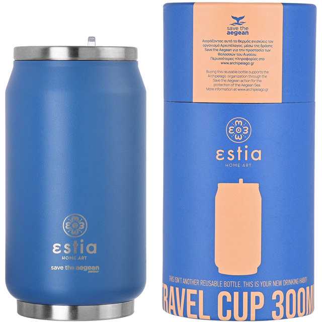 ESTIA 01-16838 ΘΕΡΜΟΣ TRAVEL CUP SAVE THE AEGEAN 300ML DENIM BLUE