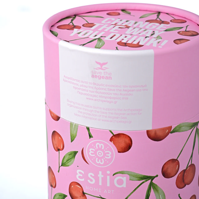 ESTIA 01-16876 TRAVEL MUG SAVE THE AEGEAN 350ML CHERRY ROSE